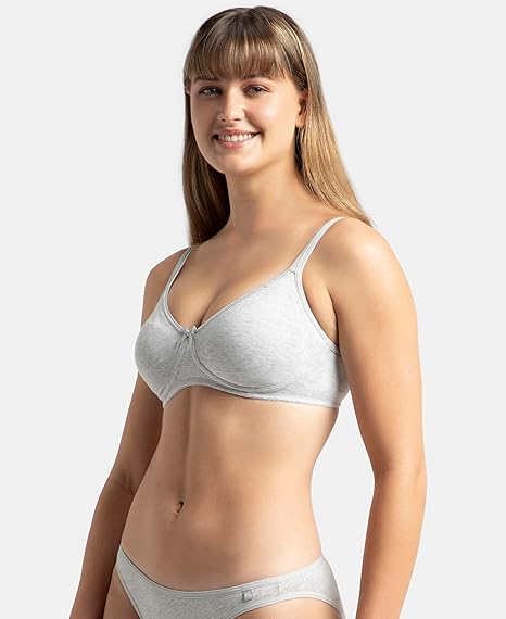 Jockey 1722 Women’s Wirefree Cotton Bra – Medium Coverage Everyday Fit with Shaper Panel & Adjustable Straps